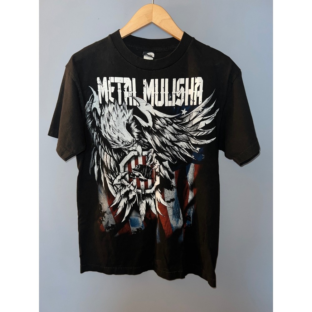Metal Mulisha Mens Graphic T-Shirt Black Eagle American Flag Size Medium